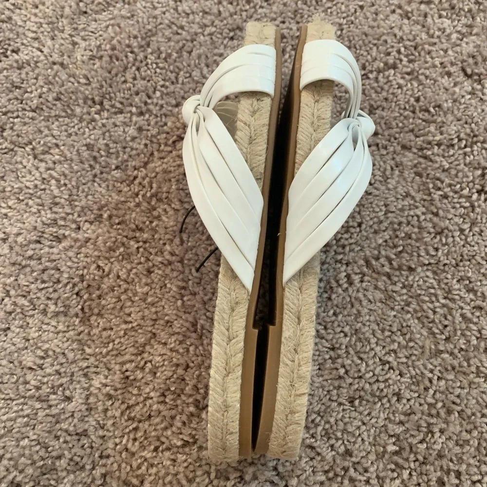 New J.Crew Spain Knotted Espadrilles Slides Leather Jute White Cream Boho Size 8